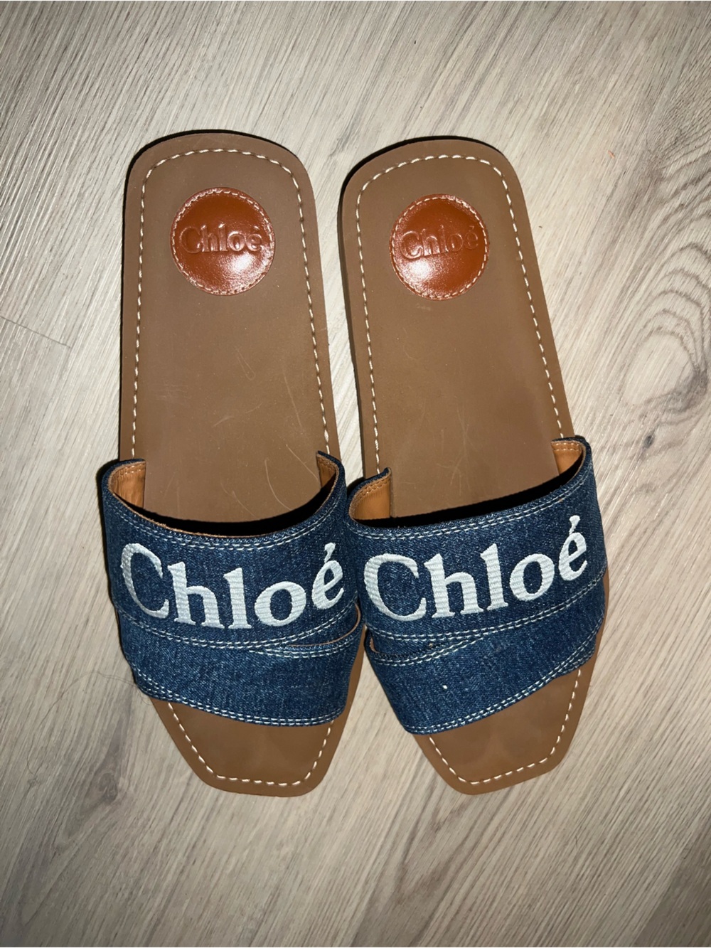 Chloé Denim Logo Strap Sandals – Size 12 – Box Included